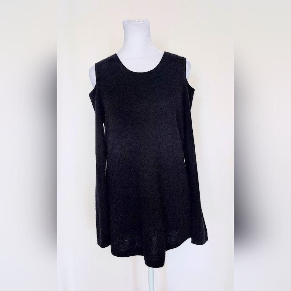 Charter Club Luxury Long Sleeve Cold Shoulder Cashmere Sweater Black Size Small